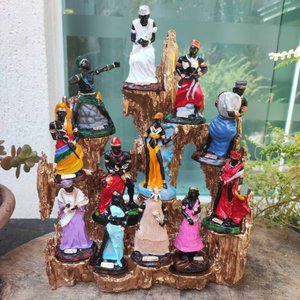 Altar Congá com 12 Orixás de 10 Cm Umbanda Dourado