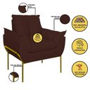 Ver imagem 7 de Kit 2 Poltronas + Namoradeira Pé Metal Dourado Recepção Sala Cor:marrom