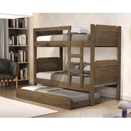 Beliche C/ Escada e Cama Auxiliar com 3 Colchões Kit Incluso:beliche/castanho - 4
