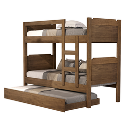 Beliche C/ Escada e Cama Auxiliar com 3 Colchões Kit Incluso:beliche/castanho - 2