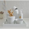 Kit Higiene Porcelana Bebê Bandeja Térmica Potes Algodão Cuidados Banho K010 Cavalo Dourado - 1