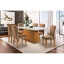 Ver imagem 1 de Conjunto: Mesa Sala Jantar Luna c/ Tampo Madeirado c/ Vidro Canto Reto 180cm + 6 Cadeiras Athenas