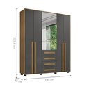 Ver imagem 2 de Guarda Roupa Vértice Sul 5 Portas com Espelho Cinamomo