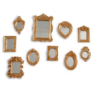 Kit 10 Peças Molduras Resina Espelho Vintage Parede Quadros Dourado.