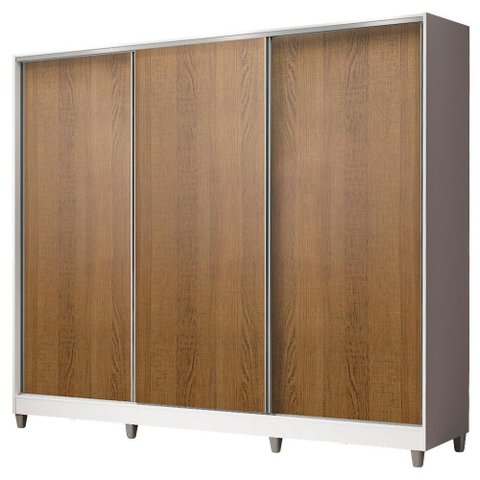 Guarda Roupa Casal MDF Zurique 3 Portas Branco Rustic Madesa