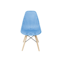 Ver imagem 3 de Cadeira Decorativa Aconchegante Assento Azul Base Estilo Eiffel Madeira Bering