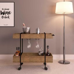 Carrinho Bar para Bebidas Estilo Industrial Rodízio 93,5cm Cor:vermont com Preto Fosco - 4