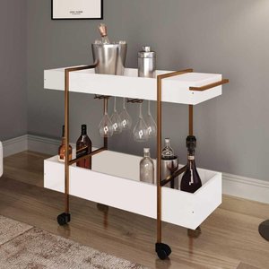 Carrinho Bar para Bebidas Estilo Industrial Rodízio 93,5cm Cor:vermont com Preto Fosco
