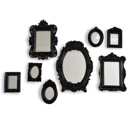 Kit 8 Pçs Molduras Resina Espelho Vintage Parede Provençal Preto. - 2