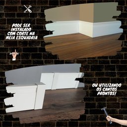 Kit 5 Barras Rodapé de Pvc 15cm Altura Frisado Barra com 2 M Branco - 2