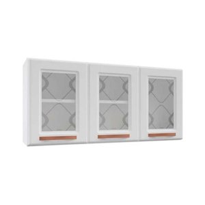 Armário Aéreo Cozinha Modulado Mirage New 3 Portas c/ Vidro Branco - Telasul