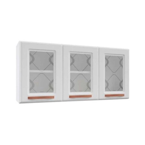 Armário Aéreo Cozinha Modulado Mirage New 3 Portas c/ Vidro Branco - Telasul