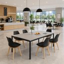 Ver imagem 1 de Mesa Cozinha e Refeitório 180cm x 90cm Pés Metal com 6 Cadeiras Siena Pés Madeira Casa Lar