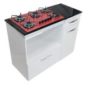 Ver imagem 1 de Kit Balcão Violeta Branco com Cooktop Vermelho 5 Bocas Bivolt Chamalux