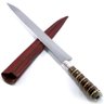 Faca Gaúcha para Churrasco 10" Cabo Rabo de Tatu Aço Carbono 1070 e Bainha Couro - 3