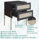 Ver imagem 3 de Mesa de Cabeceira 2 Gavetas Palhinha 28933 Linha Oslo Nero Artesano