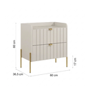 Ver imagem 2 de Mesa de Cabeceira Moriah 2 Gavetas Detalhe Laqueados 60cm Off White Dourado