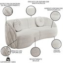 Ver imagem 3 de Sofá Decorativo 3 Lugares 240cm com Almofadas e Poltrona Zion M22 Boucle Branco - Mpozenato