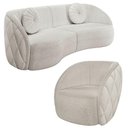Ver imagem 1 de Sofá Decorativo 3 Lugares 240cm com Almofadas e Poltrona Zion M22 Boucle Branco - Mpozenato