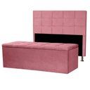 Ver imagem 1 de Kit Cabeceira e Calçadeira Baú Solteiro 0,90m Roma Suede Rosa Sky Mobile