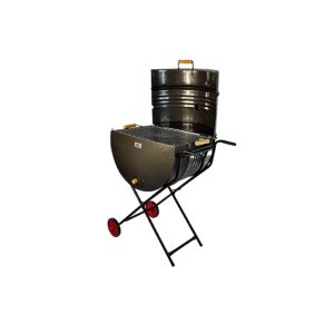 Churrasqueira Meio Tambor Grill 200l Grelha,suporte E Rodas