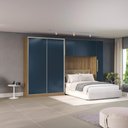 Ver imagem 1 de Guarda Roupa Quarto Modulado Casal Adapt 5 Peças Nogueira/Azul Profundo 349cm - Kappesberg