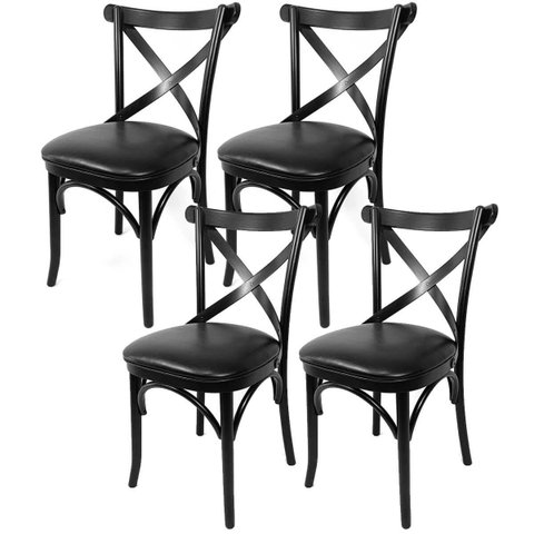 4 Cadeiras Katrina Estofada Quarto Decorativa Sofisticada Laca Feito a Mão Moderna Retro Rústico