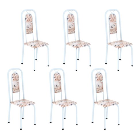 Cadeiras para Sala de Jantar 6 Unidades Lara Branco/Botanic Bege