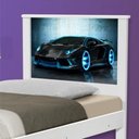 Ver imagem 4 de Cama Solteiro Luna Carro com Cabeceira MDF-MDP Branco Azul Casah