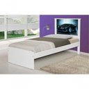 Ver imagem 1 de Cama Solteiro Luna Carro com Cabeceira MDF-MDP Branco Azul Casah