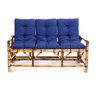 Sofá de Bambu 3 Lugares com Almofadas Impermeáveis Azul - 2