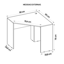 Mesa de Computador Canto Office Cubic Branco - Caemmun - 4