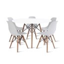 Ver imagem 1 de Conjunto de Mesa de Jantar Eames Eiffel Redonda 110cm Tampo de Madeira com 5 Cadeiras - Branco