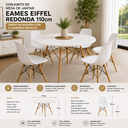 Ver imagem 2 de Conjunto de Mesa de Jantar Eames Eiffel Redonda 110cm Tampo de Madeira com 5 Cadeiras - Branco