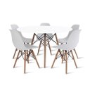 Ver imagem 1 de Conjunto de Mesa de Jantar Eames Eiffel Redonda 110cm Tampo de Madeira com 5 Cadeiras - Branco