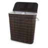 Cesto de Roupa Duplo de Bambu com Tampa Retangular Banheiro/Lavanderia 32X52X60cm - 1