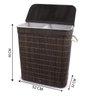 Cesto de Roupa Duplo de Bambu com Tampa Retangular Banheiro/Lavanderia 32X52X60cm - 3