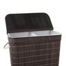 Cesto de Roupa Duplo de Bambu com Tampa Retangular Banheiro/Lavanderia 32X52X60cm - 2