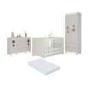Ver imagem 1 de Quarto de Bebê Completo Berço Americano 3 em 1 Colchão Suspiro Multimóveis Mp4676 Branco/off