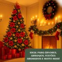 Ver imagem 3 de Kit 12 Flores Vermelho Artificial Decoração Enfeite Árvore Natal Luxo