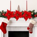 Ver imagem 6 de Kit 12 Flores Vermelho Artificial Decoração Enfeite Árvore Natal Luxo