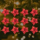 Ver imagem 5 de Kit 12 Flores Vermelho Artificial Decoração Enfeite Árvore Natal Luxo