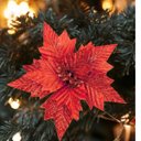 Ver imagem 4 de Kit 12 Flores Vermelho Artificial Decoração Enfeite Árvore Natal Luxo