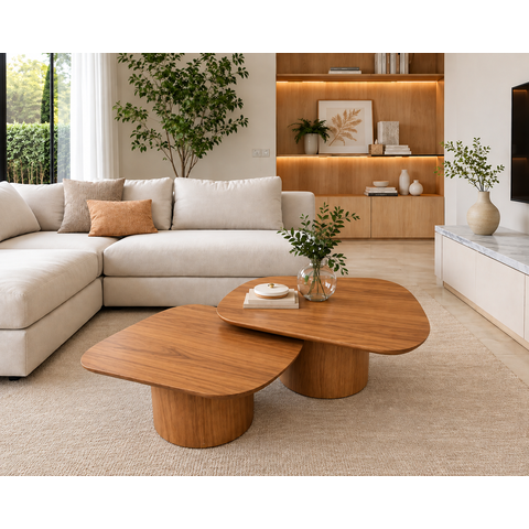 Mesa de Centro Orgânica Siena Duo - 90x80 e 100x80 Freijó