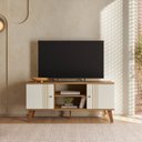 Ver imagem 1 de Rack para TV até 50 Polegadas 115cm Denver Pata com Duas Portas Marrom Nature/Off White