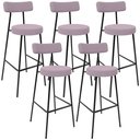 Ver imagem 1 de Kit 05 Banquetas Baixa Bar Cozinha Sala de Jantar Estrutura em Aço Milão L02 Suede Rosê - Lyam Decor