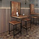 Ver imagem 1 de Mesa Para Bar E Restaurante De Parede Industrial 2 Bancos Ipanema Assento Madeira Premium