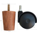 Ver imagem 3 de Kit 6 Pés para Cama Box de Solteiro 4 Fixos e 2 Rodízios Mel