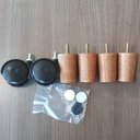 Ver imagem 4 de Kit 6 Pés para Cama Box de Solteiro 4 Fixos e 2 Rodízios Mel