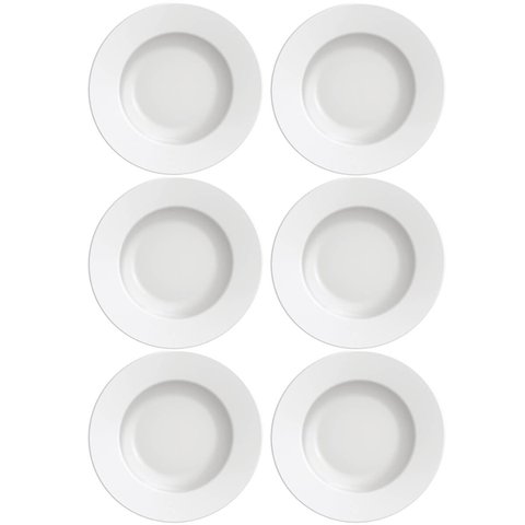 Kit 6 Pratos de Sobremesa Tramontina Maria Augusta em Porcelana 21cm Mesa Posta